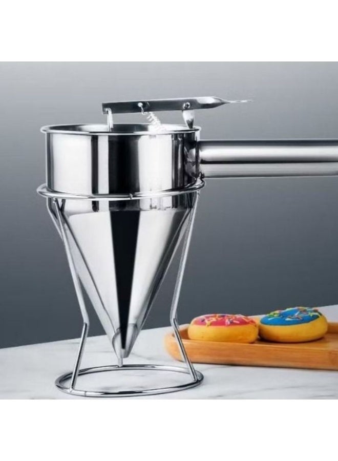 AMM Stainless Steel Batter Dispenser with Stand | Manual Pancake & Cupcake Batter Pourer | Detachable Handle - Image 1